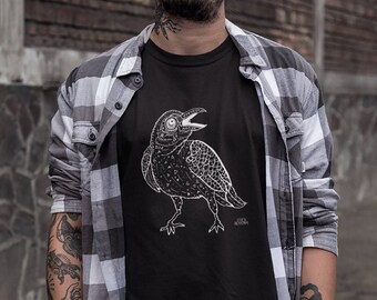 CHARA-SUORUN, raven tshirt, crow shirt, unisex t-shirt, pagan clothing