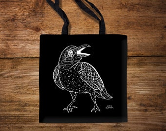 CHARA-SUORUN, raven tote bag, witch accessories, pagan gifts