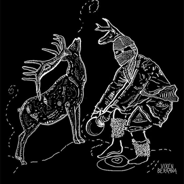 YAQUI DEER DANCE, native american mexican folk dance illustration, art print