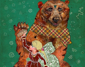 MAGIC BEARER, bear art print, fairytale art, woodland nursery