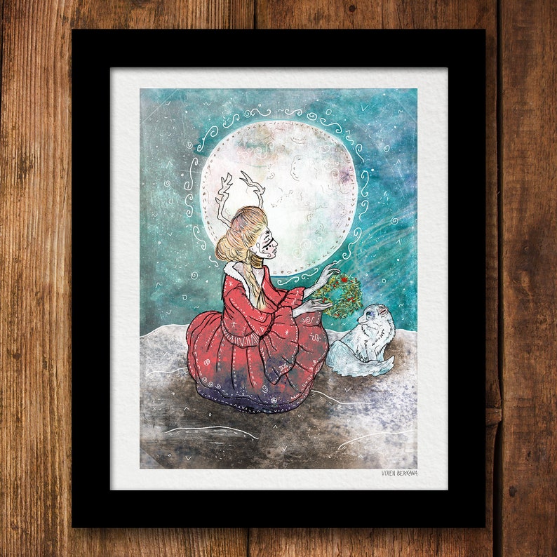 YULETIDE, yule art, pagan art, celtic art, winter illustration image 3