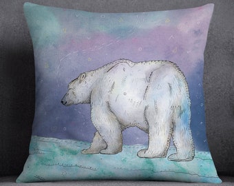 NORTH POLE, polar bear pillow, nursery cushion