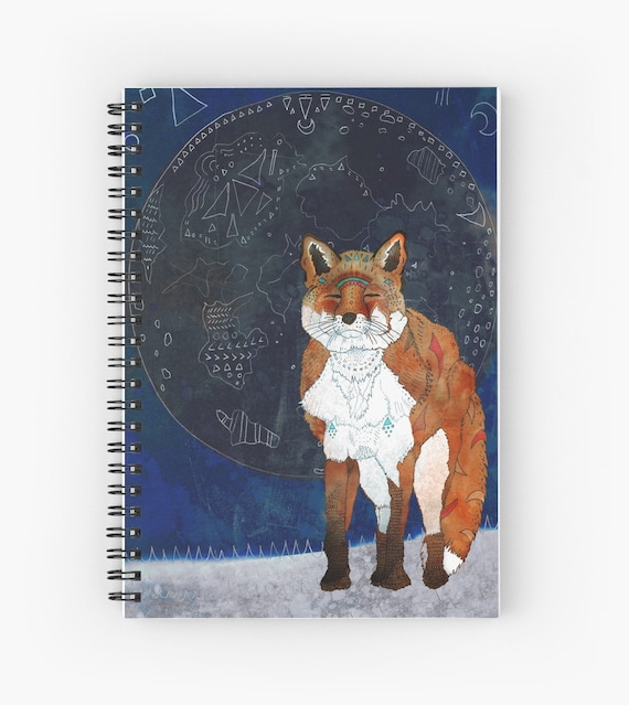 LUNAR KITSUNE, fox spiral notebook, totem animal journal