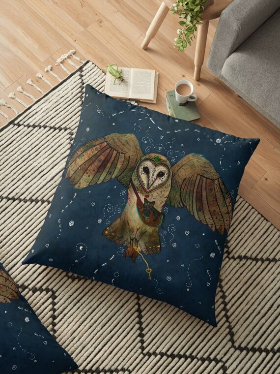 Healers Of Light Throw Pillow Magical Barn Owl And Cat Etsy