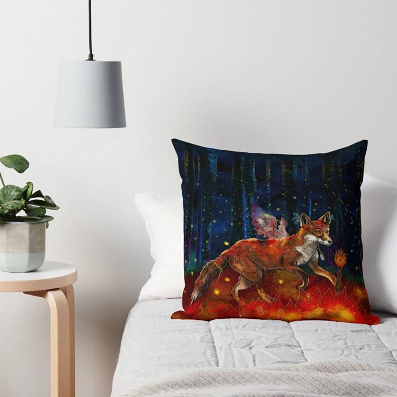 The ORIGIN OF FIRE, throw pillow, native american fire fox cushion image 6