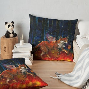 The ORIGIN OF FIRE, throw pillow, native american fire fox cushion image 5
