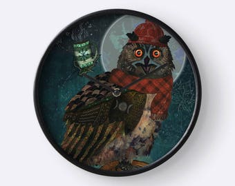 BUBO BUBO, owl wall clock, witchy wall clock