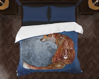 FOX MOON, funda nórdica de zorro, edredón de zorro