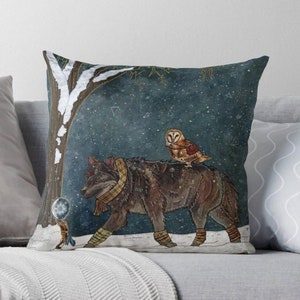 WINTER JOURNEY, wolf pillow, owl pillow, winter solstice image 4