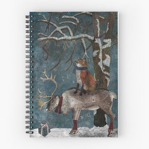 WINTER TALE, fox notebook, reindeer journal, animal notebook
