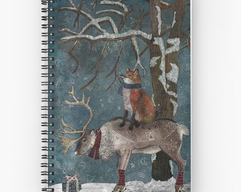 WINTER TALE, fox notebook, reindeer journal, animal notebook
