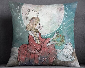 YULETIDE, winter solstice pillow, yule pillow, christmas pillow