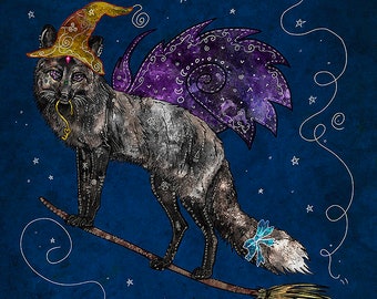 MIDNIGHT VIXEN, Fuchs Kunstdruck, witchy Kunst