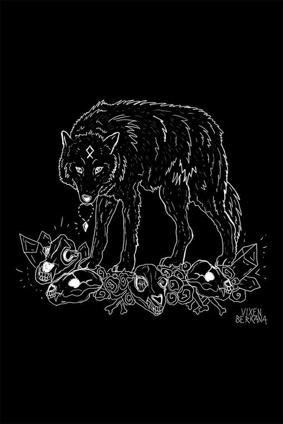 YEE NAALDLOOSHII, wolf print, occult wall art, navajo, art print