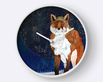 LUNAR KITSUNE, orologio da parete a forma di volpe, decorazione per la cameretta