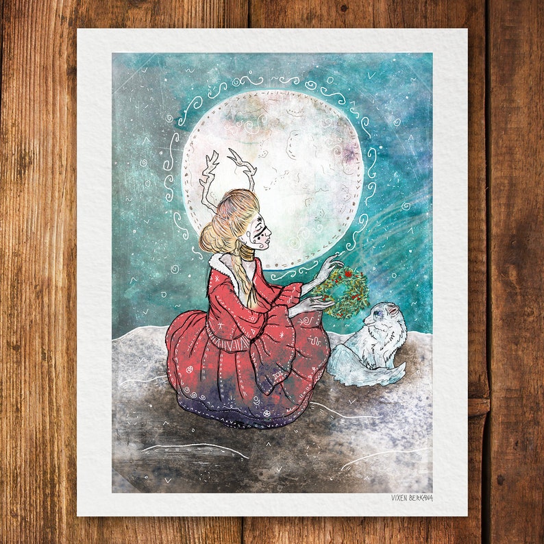 YULETIDE, yule art, pagan art, celtic art, winter illustration image 2