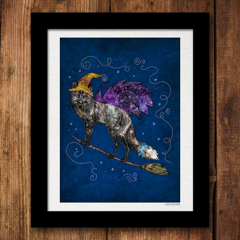 MIDNIGHT VIXEN, fox art print, witchy art image 3