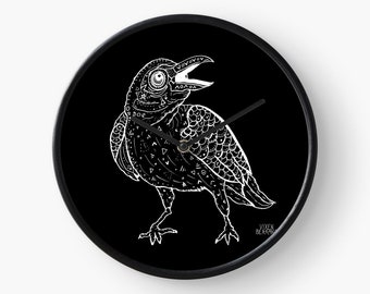 CHARA-SUORUN, raven wall clock, witchy decor, dark academia decor