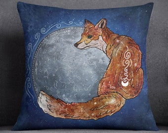 FOX MOON, fox pillow, celtic fox