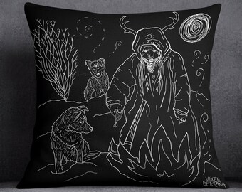 OJUN, throw pillow, siberian shaman, occult decor