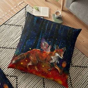 The ORIGIN OF FIRE, throw pillow, native american fire fox cushion image 3