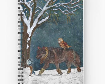 WINTER JOURNEY, wolf journal, owl journal, winter notebook