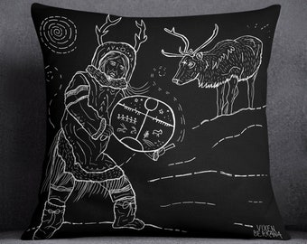 ANGAKOK, throw pillow, inuit shaman, spiritual decor