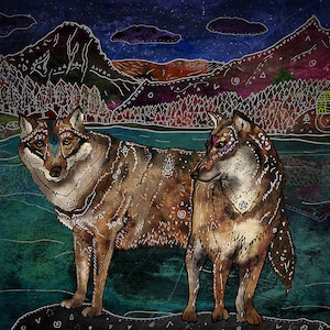 WOLF LOVE, wolf art print, pagan art