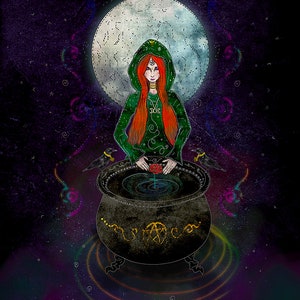 CERRIDWEN, celtic goddess art, celtic witch print