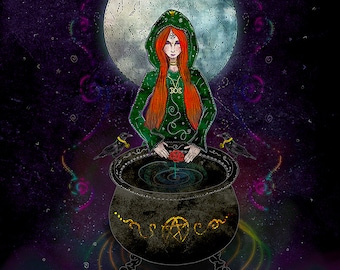 CERRIDWEN, celtic goddess art, celtic witch print