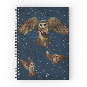 HEALERS OF LIGHT, spiral notebook, magic barn owl journal