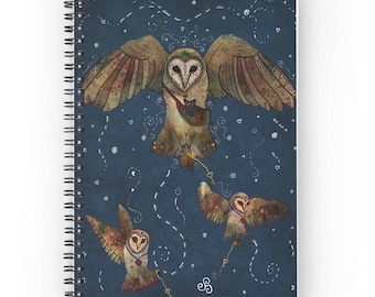 HEALERS OF LIGHT, spiral notebook, magic barn owl journal