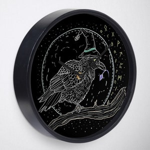 RAVEN NIGHT, raven wall clock, witchy decor, dark academia decor image 2