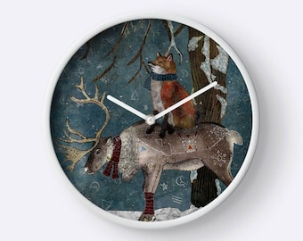 RACCONTO D'INVERNO, orologio volpe, orologio renna, orologio bosco