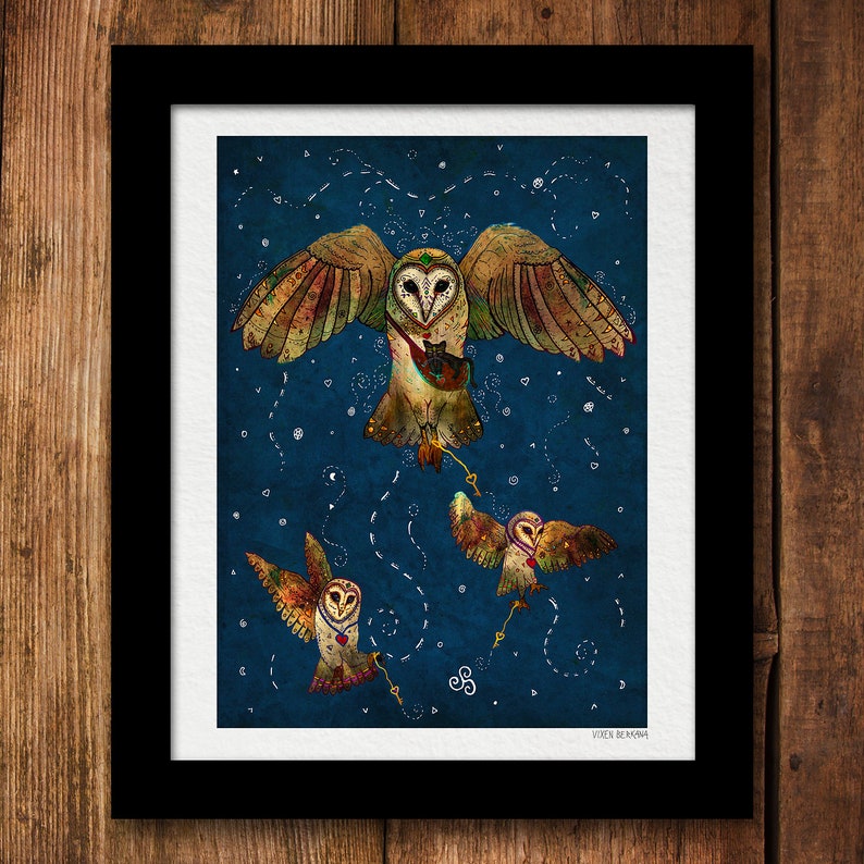 SANADORES DE LUZ, lámina artística de lechuza común, arte de animales espirituales imagen 3