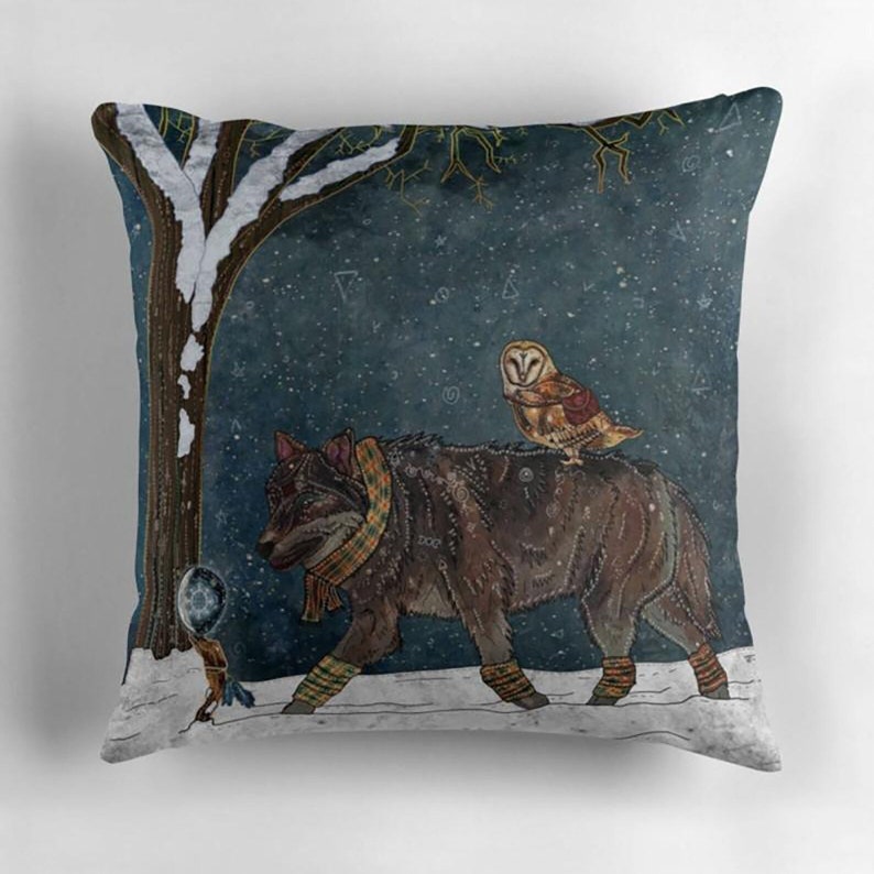 WINTER JOURNEY, wolf pillow, owl pillow, winter solstice image 7