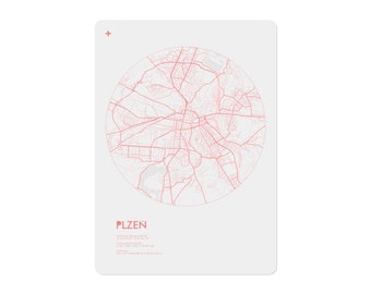 Poster map of Plzen (approx. 21 x 30 cm, A4), poster, Pilsen poster, Pilsen illustration, Pilsen souvenir