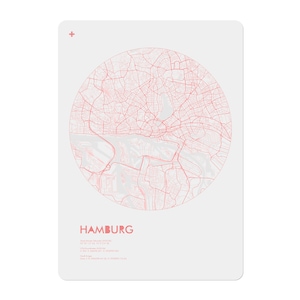 Posterkaart van Hamburg (ca. 21 x 30 cm, A4), poster, Hamburg-poster, Hamburg-illustratie, Hamburg-souvenir
