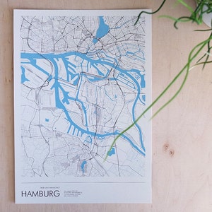Poster Hamburg Hafen (ca. 21x30 cm, A4), Poster-Postkarte, Hamburg-Karte, Hamburg-Illustration, Hamburg-Souvenir
