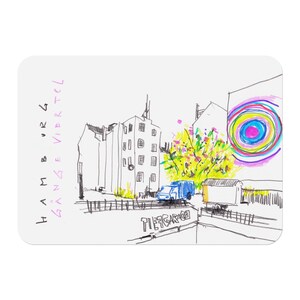 Set di cartoline "Amburgo | ESTATE URBANA", set di 4, disegni, arte, schizzi
