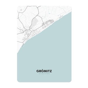 Poster Karte Grömitz (ca. 21x30 cm, A4), Poster, Grömitz-Poster, Grömitz-Illustration, Grömitz-Souvenir, City-Map