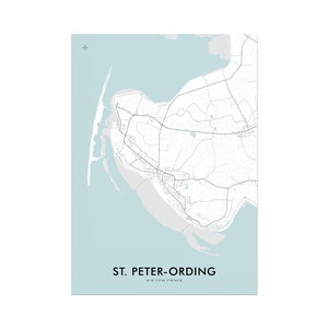 Poster Karte St. Peter-Ording (ca. 21x30 cm, A4), Poster, St. Peter-Ording-Poster, St. Peter-Ording-Illustration, St. Peter-Ording-Souvenir