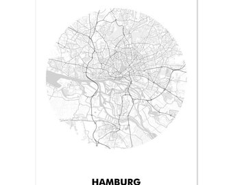 Poster city map Hamburg (50 x 70 cm), poster, Hamburg poster, Hamburg illustration, Hamburg souvenir