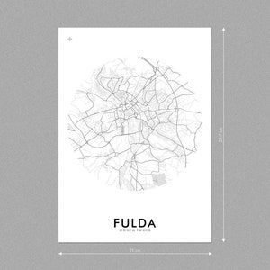 Poster map of Fulda approx. 21 x 30 cm, A4, poster, Fulda poster, Fulda illustration, Fulda souvenir image 2