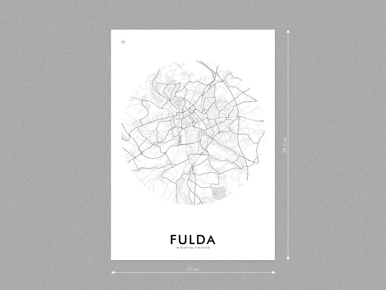 Poster map of Fulda approx. 21 x 30 cm, A4, poster, Fulda poster, Fulda illustration, Fulda souvenir image 2