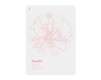 Poster map of Plauen (approx. 21 x 30 cm, A4), poster, Plauen poster, Plauen illustration, Plauen souvenir