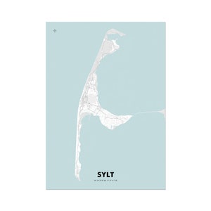 Poster Karte Sylt (ca. 21x30 cm, A4), Poster, Sylt-Poster, Sylt-Illustration, Sylt-Souvenir