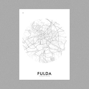 Poster map of Fulda approx. 21 x 30 cm, A4, poster, Fulda poster, Fulda illustration, Fulda souvenir image 1