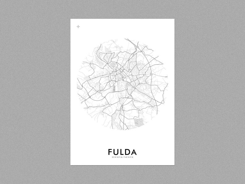 Poster map of Fulda approx. 21 x 30 cm, A4, poster, Fulda poster, Fulda illustration, Fulda souvenir image 1