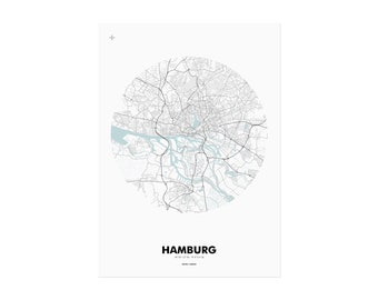 Poster city map of Hamburg (50 x 70 cm), poster, Hamburg poster, Hamburg illustration, Hamburg souvenir